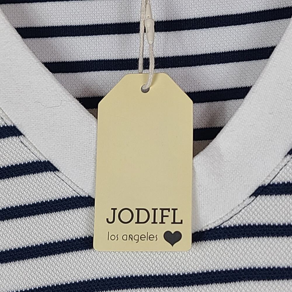 NWT Jodifl Blue White Striped Full Tiered Dress Nautical Coastal Preppy Size M - Picture 3 of 8